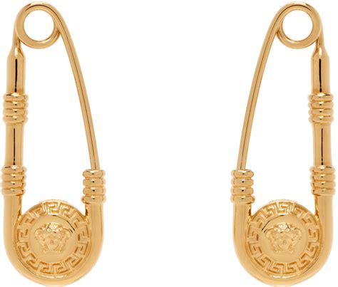 14k versace earrings gold hoop|safety pin earrings Versace.